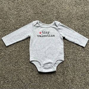 Celebrate It Baby Valentine’s Day “Tiny Valentine” Gray Long Sleeve Onesie,3-6 M